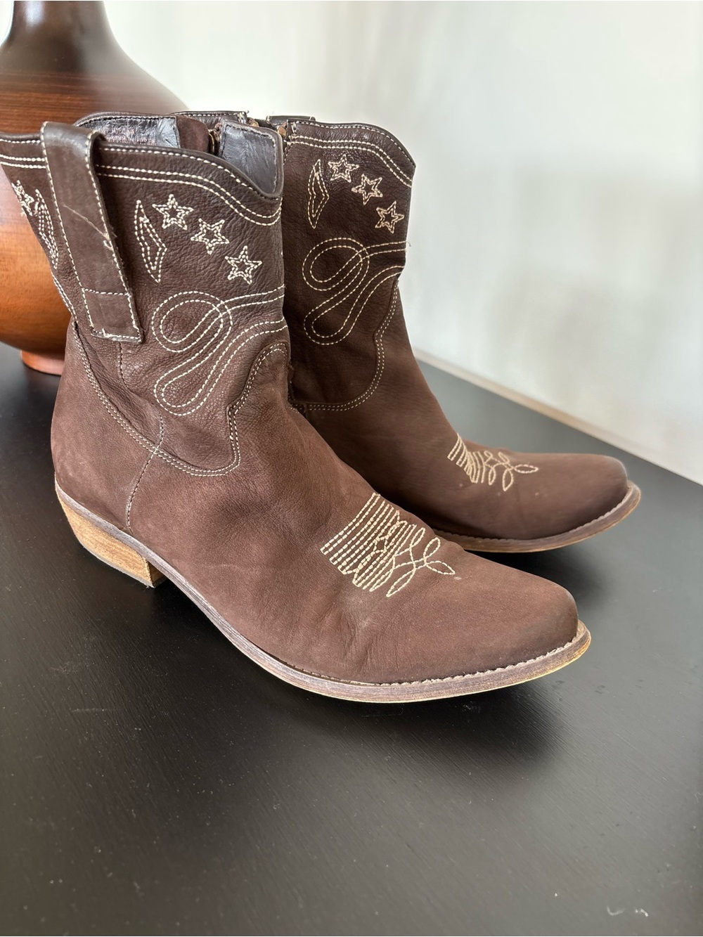 Boutique 9 BT JOLISA Boho Suede Cowgirl Ankle Boots, Western Fringe, Zip, 10 M